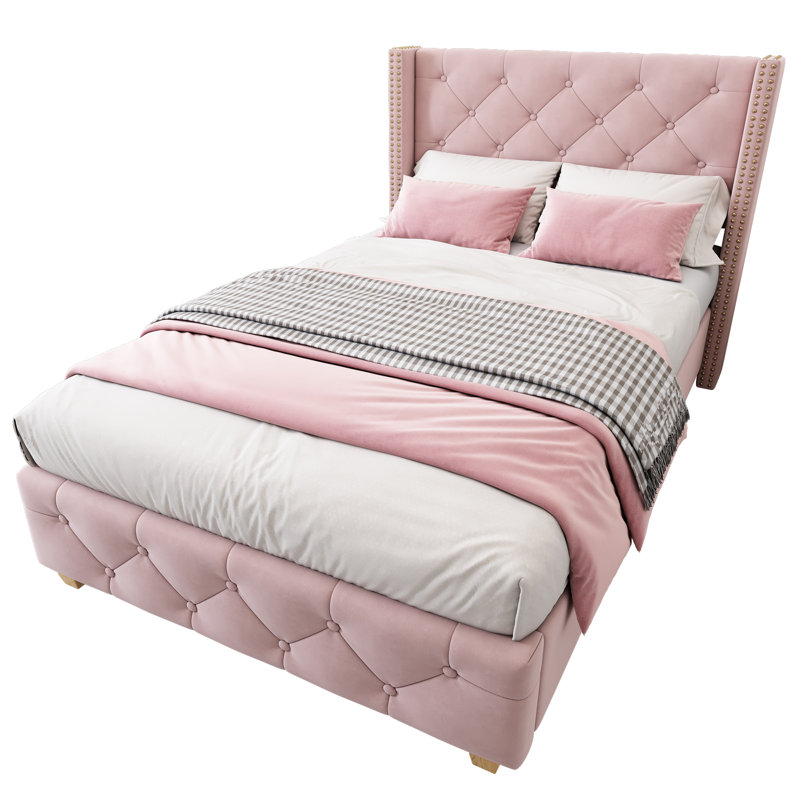 Upholstered Storage Bed, Pink