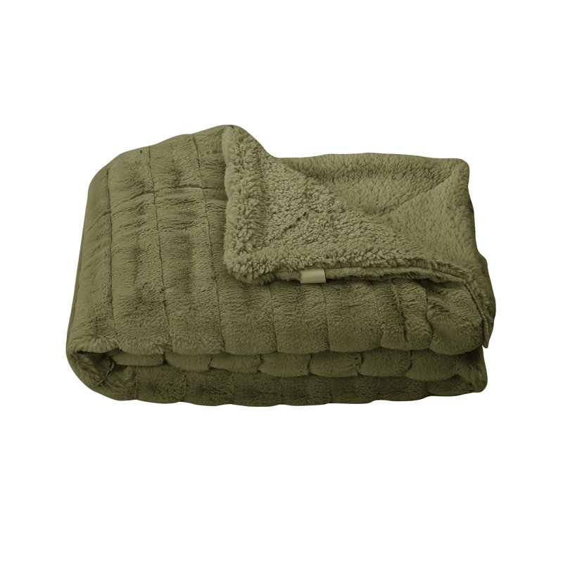 Jeté Super Mink, Olive, L 118 po x L 95 po