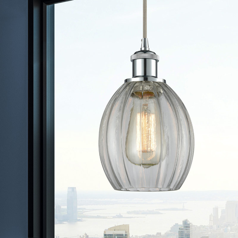 Flomaton 1 - Light Single Pendant, Polished Chrome, 6 Watt Vinage LED Bulb, Clear