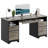 Luing 59'' Executive Desk with 2 File and Storage Drawers, Computer Writing Desk with Keyboard Tray and 2 Open Compartments for Home Office-499855739