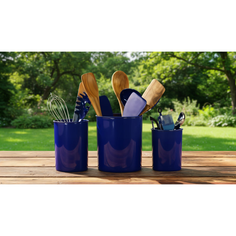 Reston Lloyd Plastic Utensil Crock Set, Indigo