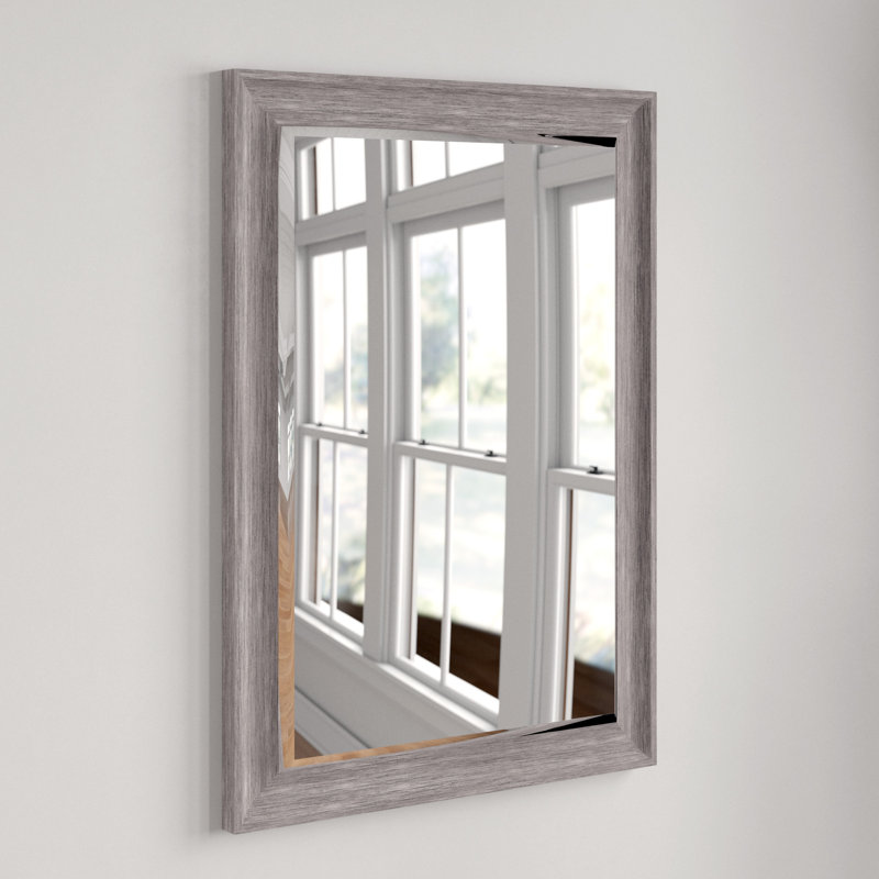 Miroir biseauté Modesto, H 32,5 po x l 26,5 po, Gris clair