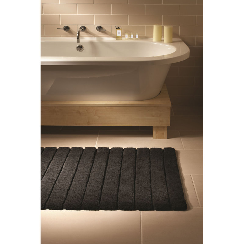 Dithusan Stripe Bamboo Bath Mat, Grey, 100cm L x 60cm W
