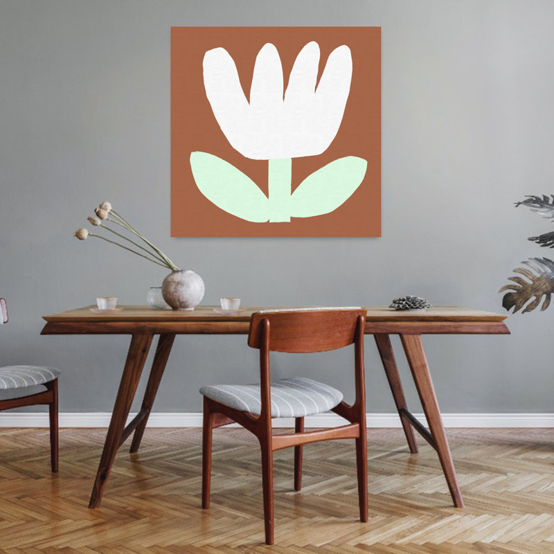 Art contemporain, art floral rétro, H 32 po x l 32 po