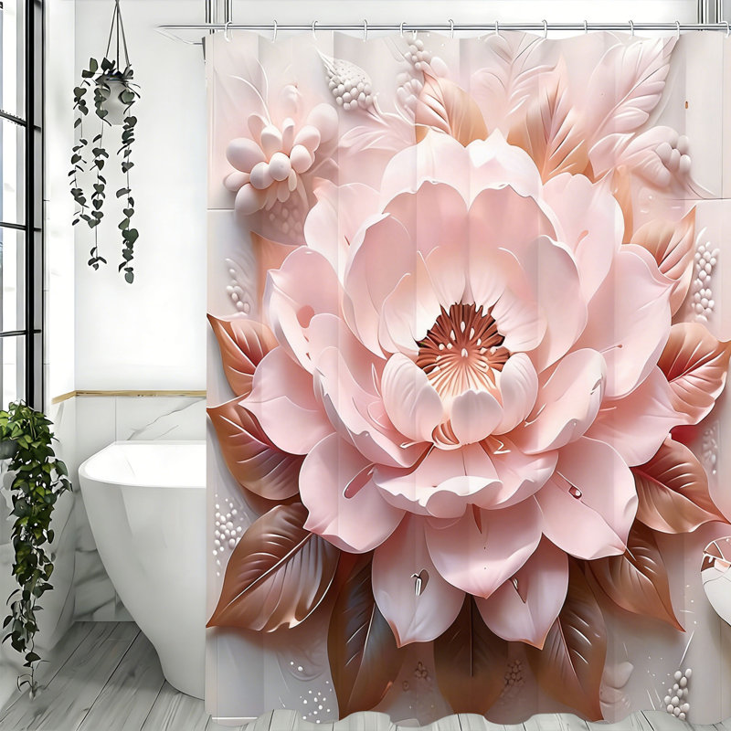 Rideau de douche avec crochets inclus, H 72 po x l 72 po, Rose