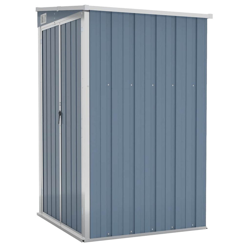 Wall-mounted Garden Shed Outdoor Tool Storage Shed Galvanised Steel, Grey, 260cm H x 100cm W x 114.5cm x D