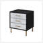 Glamour table de chevet noire 1 pièce avec 3 tiroirs, motif crocodile argenté et pieds à finition dorée pour un décor de chambre à coucher élégant