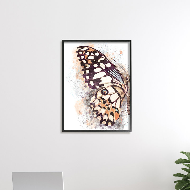 Gros plan sur une aile de papillon, H 30 po x l 24 po, Giclée encadrée noir minuit