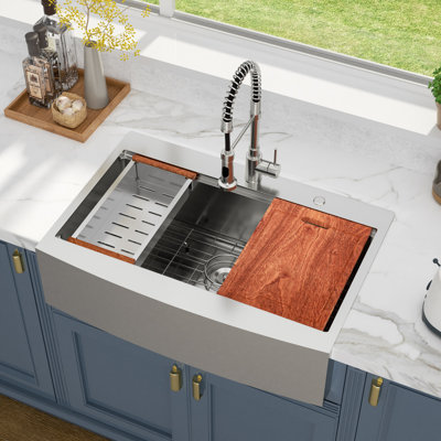 33" L x 22" W Drop-in Farmhouse Kitchen Sink Workstation Stainless Steel Kitchen Sink Topmount Sink