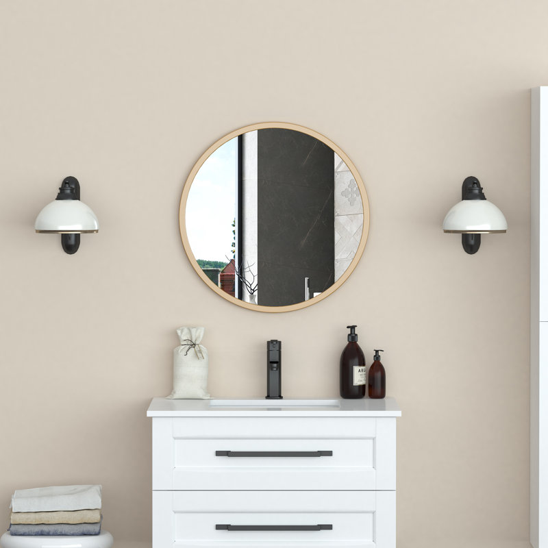 Miroir d'appoint, Cercle, 32 po x 32 po, Or