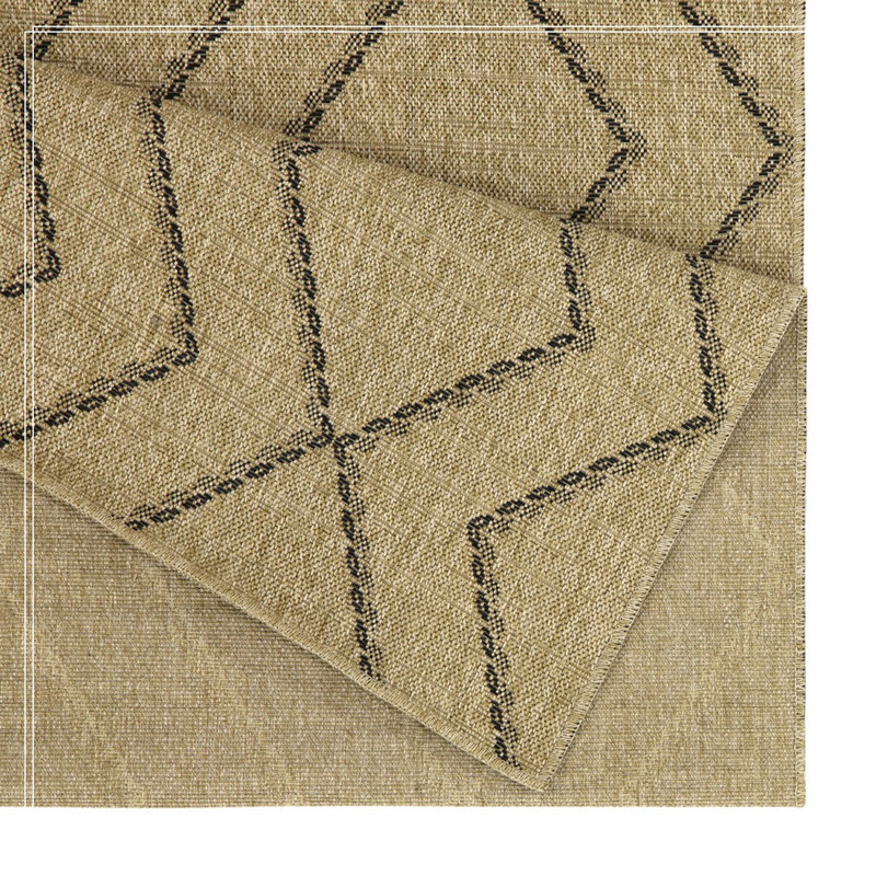 Jute/Black Indoor/Outdoor Area Rug, Rectangle 5'3" x 7'3"