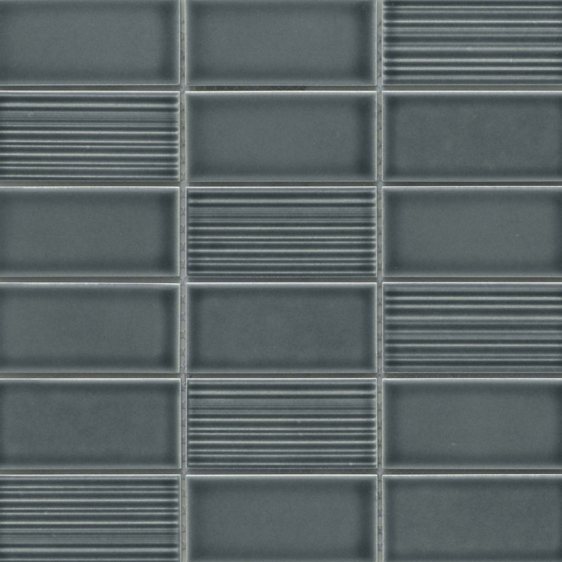 Nagara™ 11" x 11" Ceramic Grid Mosaic Tile, Gray