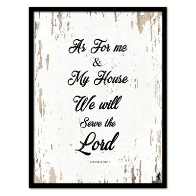 «As for Me & My House We Will Serve The Lord», reproduction d'art textuel sur toile encadrée