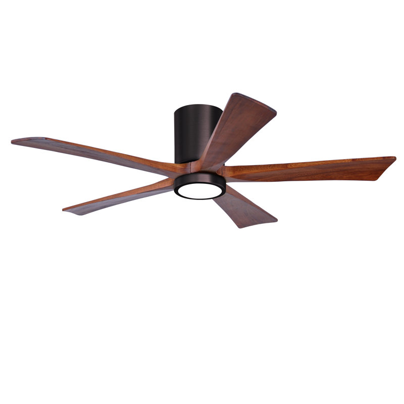 Ventilateur de plafond à 5 pales DEL avec ensemble d'éclairage inclus Irene, Bronze brossé, 52", Ton noyer