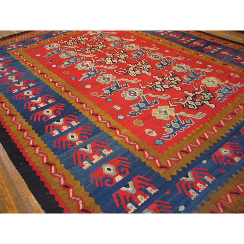 Tapis kilim tribal tissé à plat de style tribal