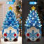 Arbre de Noël en céramique, décorations de Noël pour table de maison intérieure, décorations de Noël gnome bleu, petit arbre de Noël avec lumières, décor de vacances d'hiver en céramique