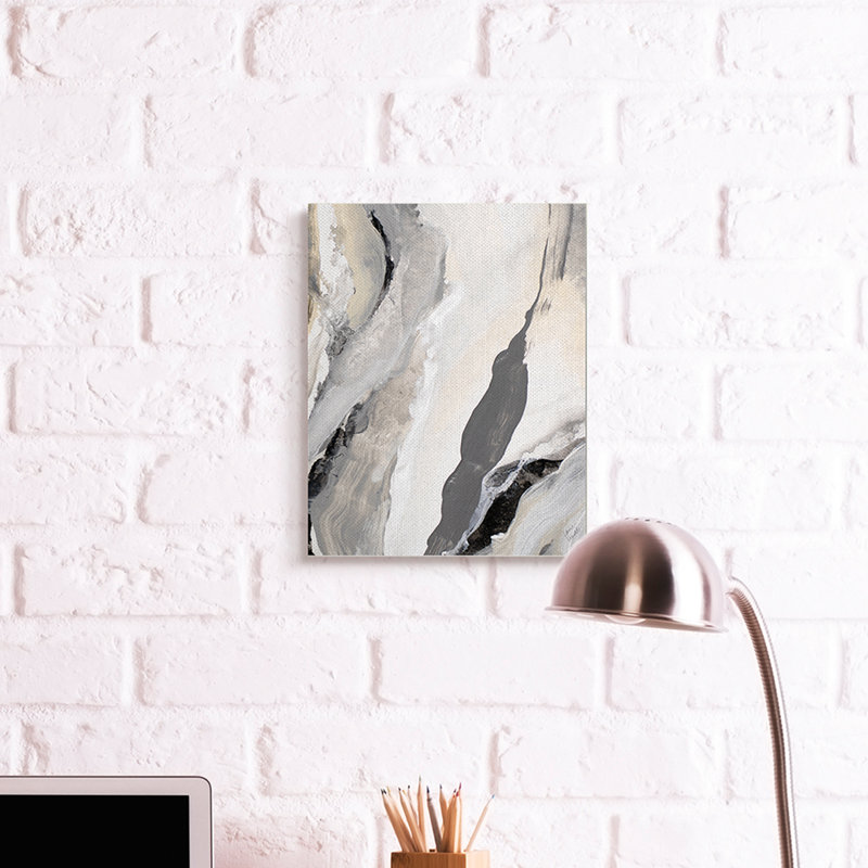 «Paint Stroke Mouvement Abstraction Grey Beige» par Lanie Loreth - Peinture, H 40 po x l 30 po, Toile tendue