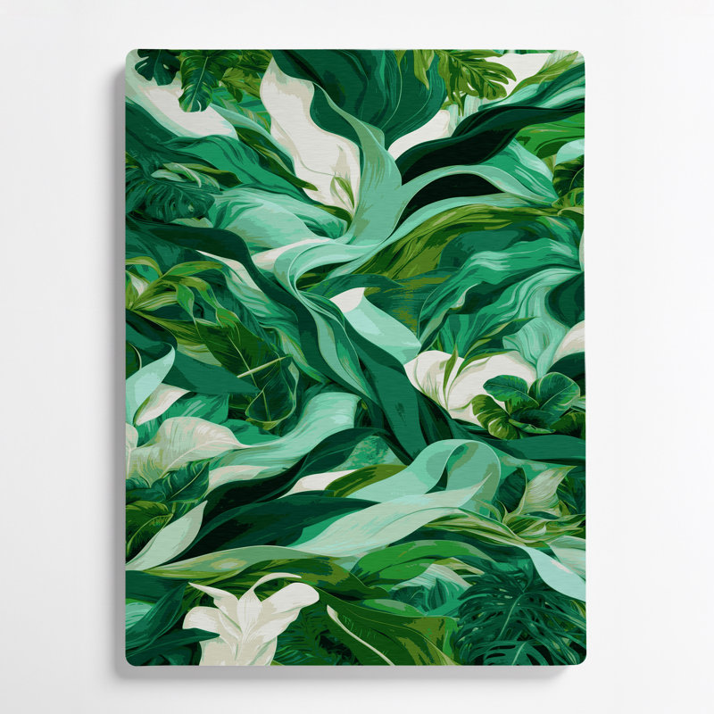 Paysage abstrait 57 art mural vert en métal, 20" H x 30" W