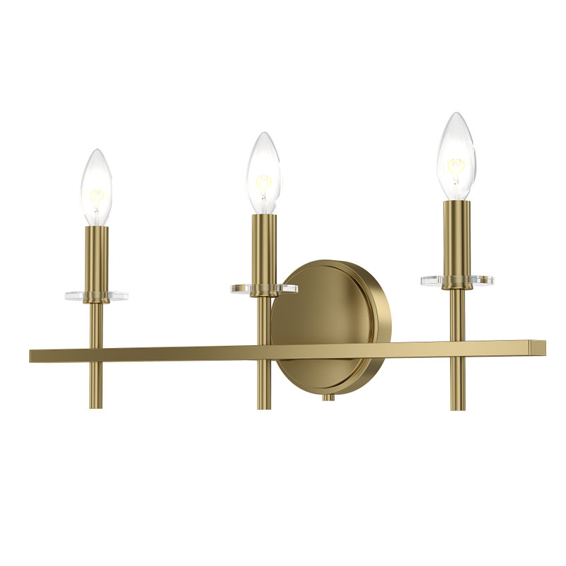 Sapello Plug & Play 3-Light Vanity Light in Transitional and Modern Style-6.85 Inches Tall and 22 Inches Wide, Satin Brass