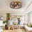 Caged Ceiling Fan with Lights Remote Control, Low Profile Flush Mount Farmhouse Modern Ceiling fans, 6 Speeds Reversible Blades, 5 LED Bulbs Include-1499148360