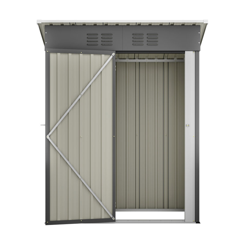 [5x3 FT] Weatherproof Metal Storage Shed with Lock & 2 Vents – Outdoor Storage for Tools, Bikes & Garbage