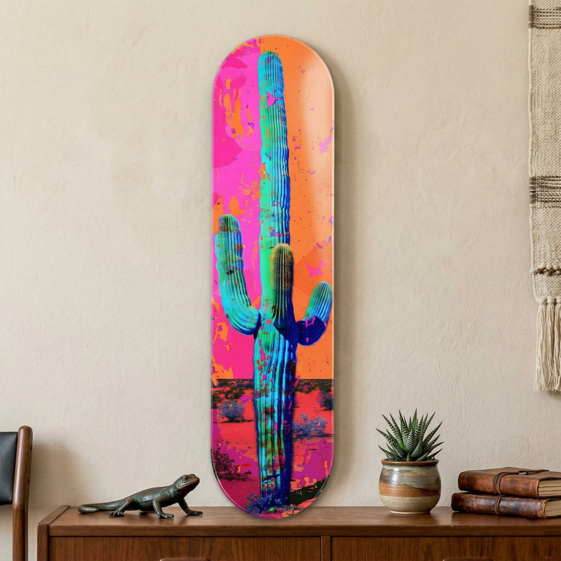 Saguaro Neon Pop Art, impression sur verre