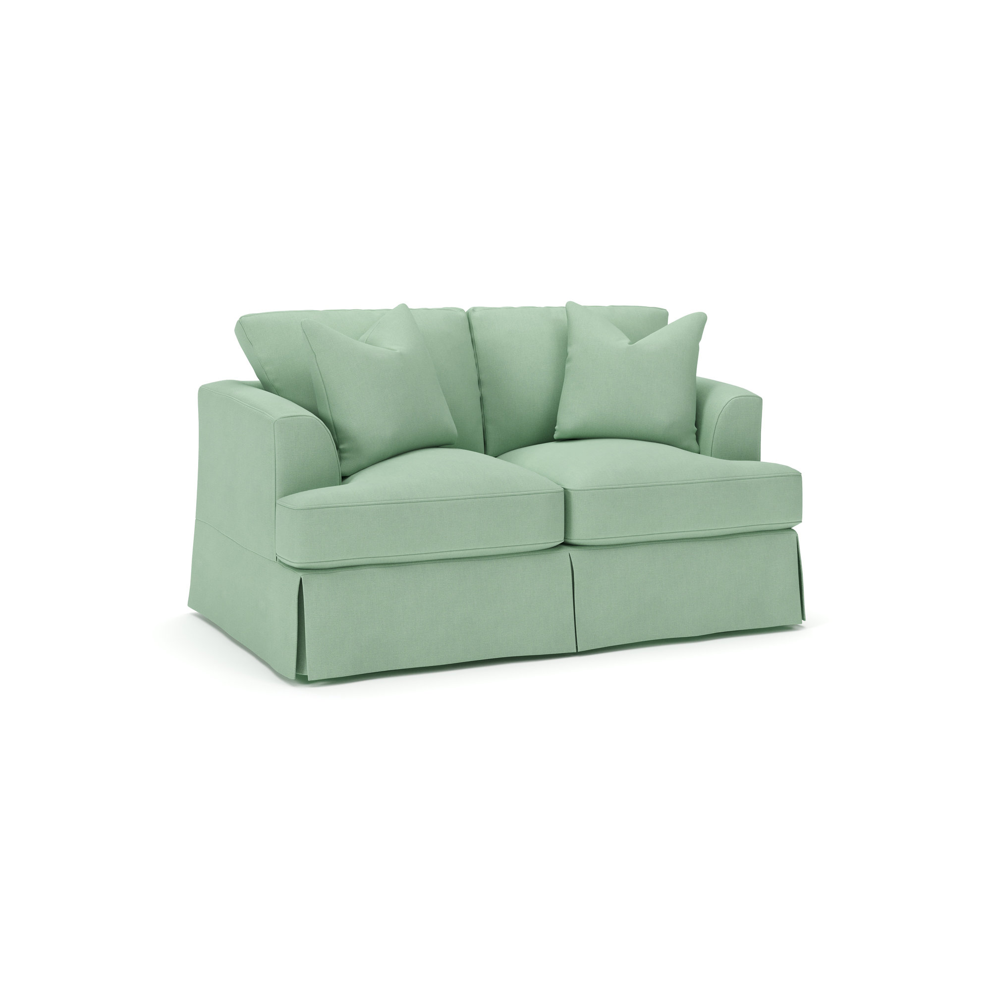 Lucia 65.5" Recessed Arm Slipcovered Loveseat, Bayou Spray Canvas