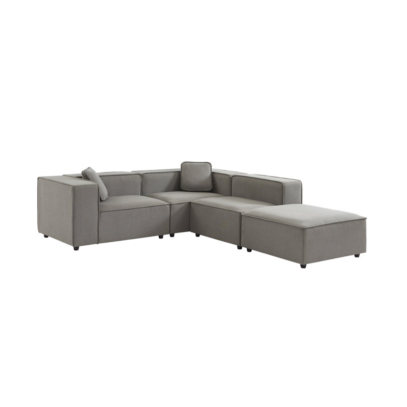 3-4-seater water-repellent modular sofa with 1 footstool