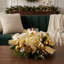 Holiday Candleholder With Hydrangeas And Magnolia Leaves