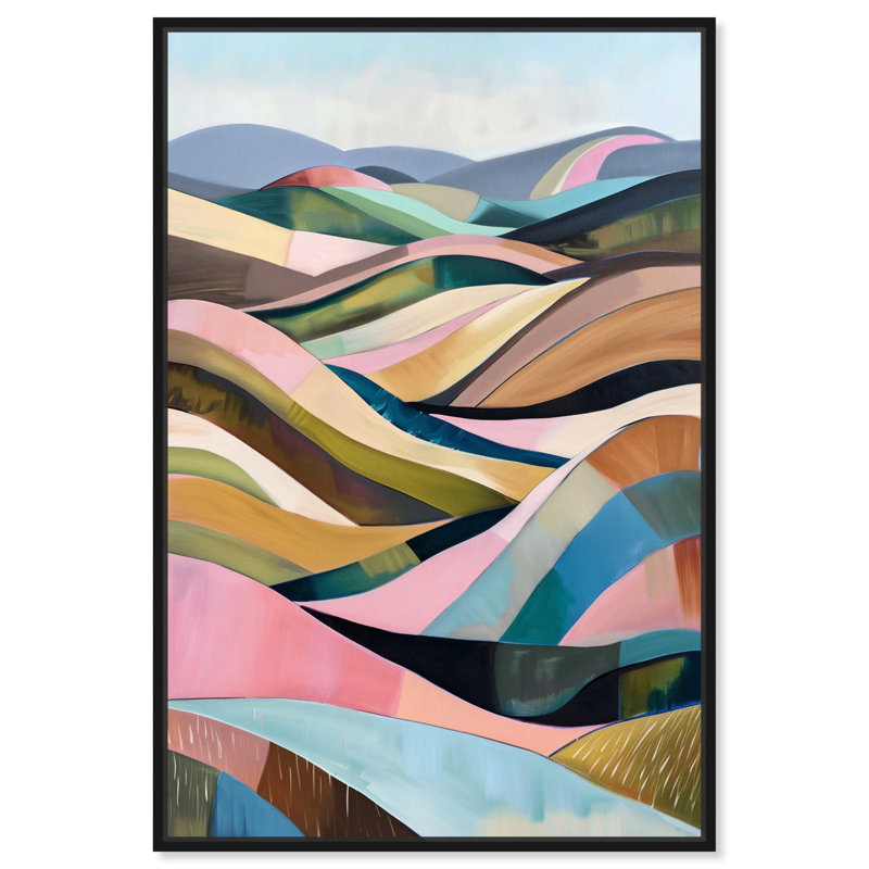 Art abstrait sur toile The Hills Are Alive par Mid Remury, Cadre noir, H 16 po x l 11 po