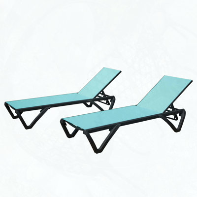Ensemble de 2 chaises longues d'extérieur avec dossier réglable à 5 positions et roulettes