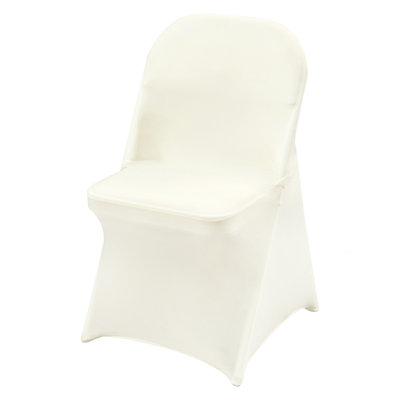 Housse de chaise pliante en élasthanne extensible, housse de chaise ajustée universelle, housses de protection amovibles lavables, pour mariage, vacances, banquet, fête, célébration, salle à manger (blanc ivoire 50PCS)