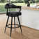 Adelita Modern Swivel Counter or Bar Height Bar Stool with Arms in Faux Leather, and Metal Frame