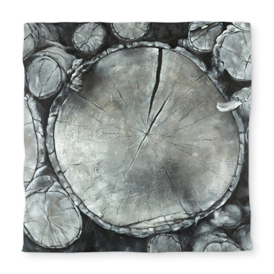 Stacked Wood Logs Queen Duvet Cover - Rustic Holiday Decor
