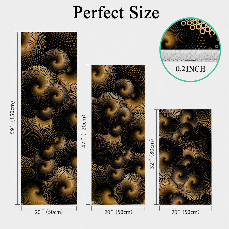 Tapis de cuisine lavables antidérapants Golden Swirls
