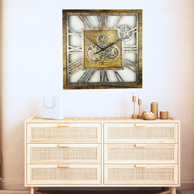 Solid Wood Wall Clock, Gold