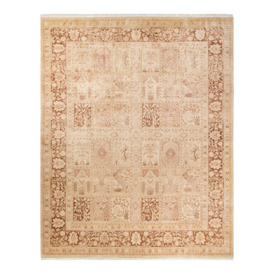 Tapis sable noué à la main de conception unique 8 pi 4 po x 10 pi 4 po Lillien Mogul