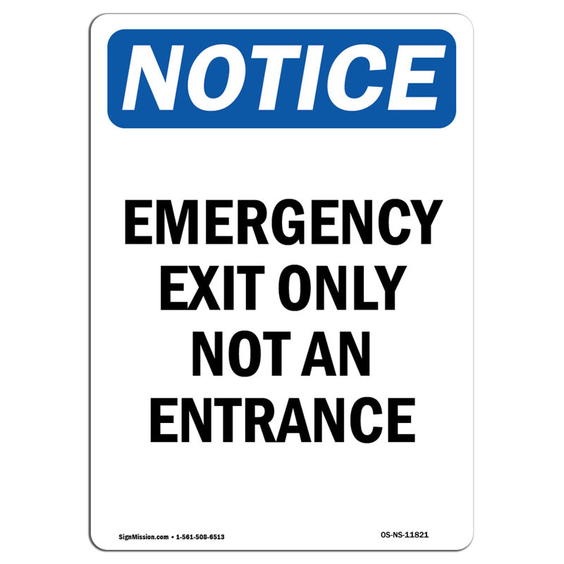 Enseigne de sortie de secours seulement, pas d'entrée