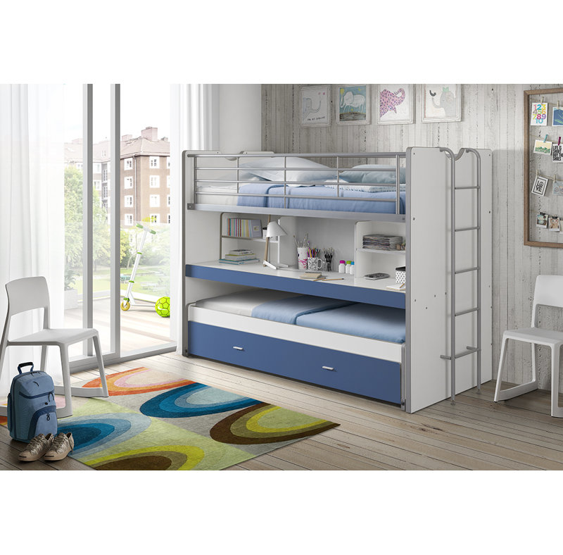 Storage Kids Bed with Trundle Bed, Blue