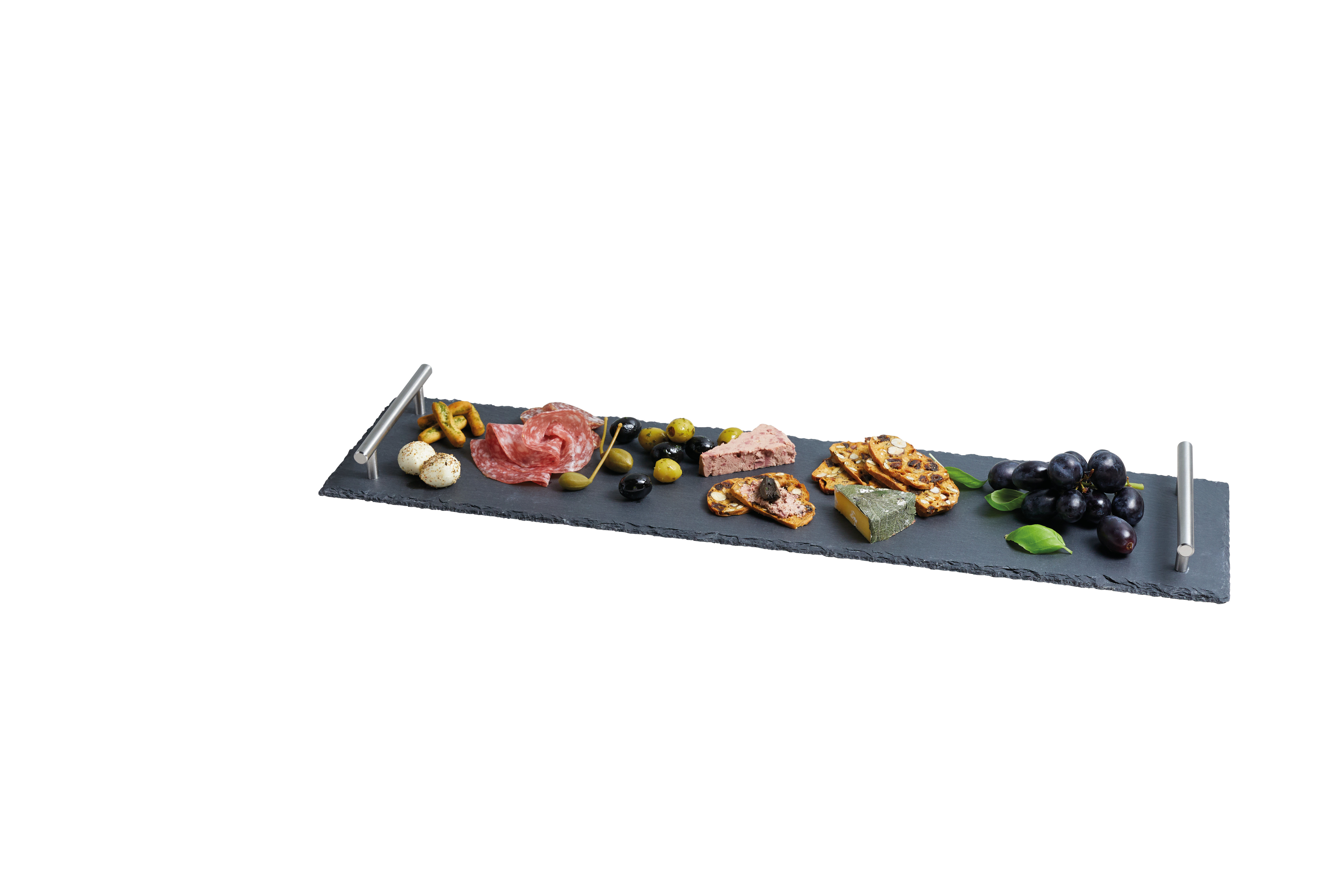 Artesà Appetiser Slate Serving Platter with Brushed Brass Handles for ...