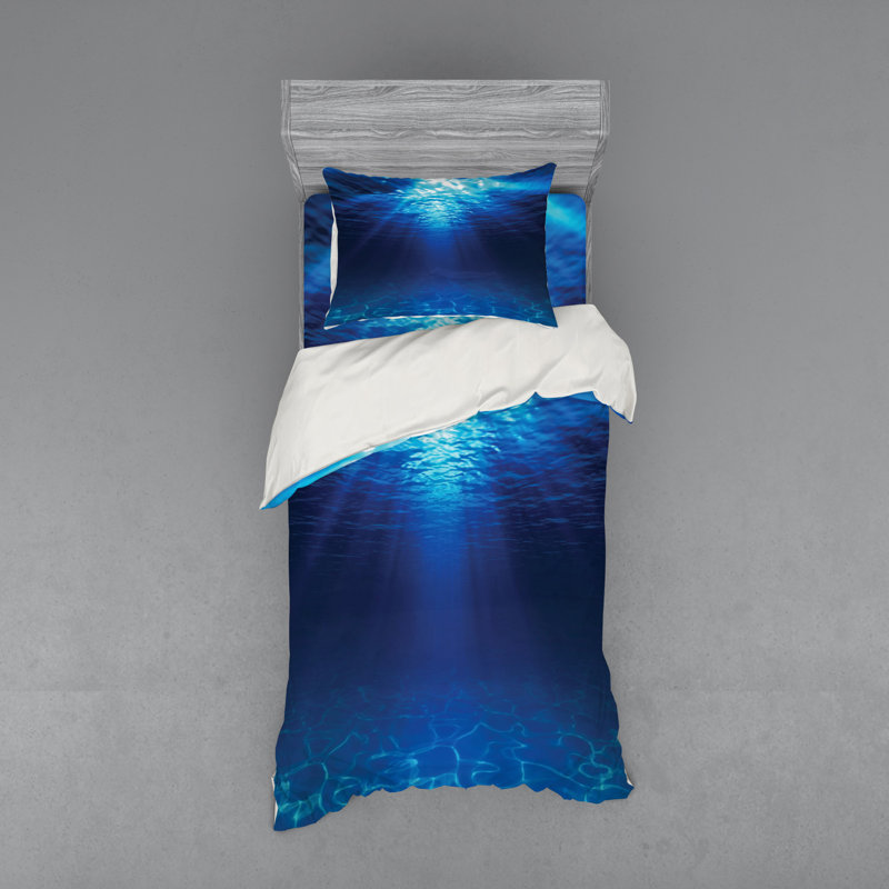 Ensemble de housse de couette moderne et contemporain en microfibre bleu marine / bleu marine