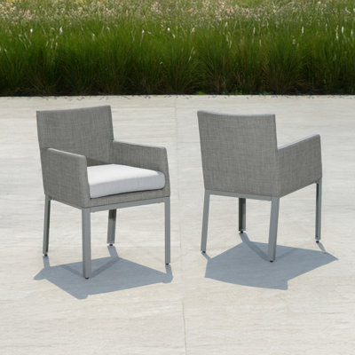 Santrez Outdoor Sling 2Pk SunbrellaOutdoor Dining Chairs - Space Gray by Latitude Run
