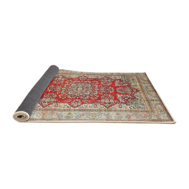 Tapis décoratif rouge à motif oriental Simran, Rond 3 pi