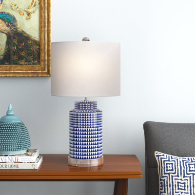 Lampe de table bleue / blanche / transparente 27 po Lizzy