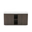 Meuble-lavabo de 60 po en chêne fumé avec lavabo, grand rangement, conception autoportante pour salle de bain moderne, lavabo une pièce, sans bonde ni robinet, assemblage facile