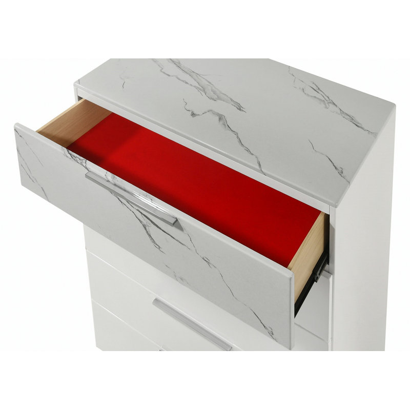 Petite commode avec tiroir supérieur doublé de velours, commode de rangement pour la chambre à coucher
