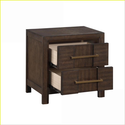 Kenzo Modern 2-Drawer Walnut Wood Nightstand