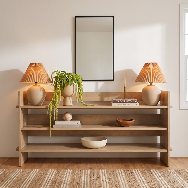Dalina 76 " W Solid Wood Top Console Table, Natural Brown