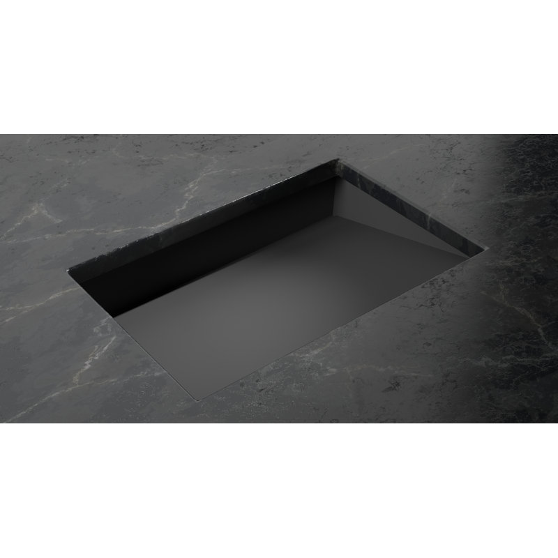 Badeloft 25.2" x 16.1" Rectangular Stone Resin Undermount Ramp Bathroom Sink UB-04-L-MBLK in Matte Black, Matte Black