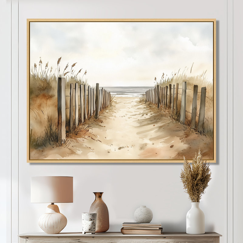 Chemin de Windward Beach II - Décoration murale encadrée représentant des dunes de sable sur toile, H 24 po x l 32 po